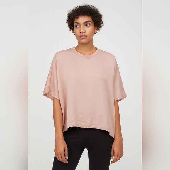 a new day Tops - a new day Womens Pink Short Sleeve Crew Neck Crop Top Boxy BeachT-Shirt size L
